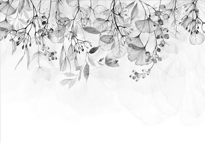 Produktbild von Vlies Fototapete graue Blätter 450x315 cm Tapeten Wandtapete XXL Efeu Natur Pflanzen wie gemalt b-A-0694-a-b