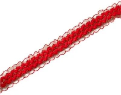 Produktbild von Dailygoods - Spitzenkante - elastisches Spitzenband - Dekoration - Rot 25 mm - Spitzenband zum Nähen - Geeignet für Hochzeit und Kunsthandwerk
