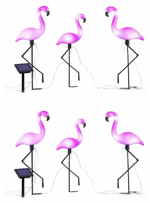 Produktbild von 6x LED Solarleuchte, Flamingo, Erdspieß, Akku, H 52 cm