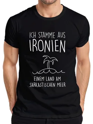 Obrázok produktu pre Pochádzam z irónie Sarkazmus Irónia Humor Minimalistické pánske tričko, čierna, S