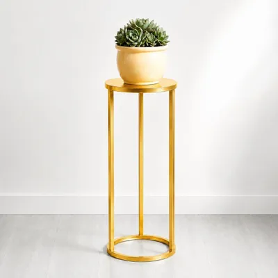 Immagine prodotto di DanDiBo Sgabello per fiori in metallo oro rotondo da 50 cm Tavolino portafiori 96510 S Colonna portafiori moderna Sgabello per piante