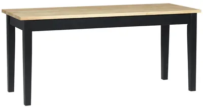 Image de Banc en bois pour salle à manger ou entrée, banc de 2 places en bois massif de pin, finition naturelle noire | Antidérapant | Capacité jusqu'à 220 kg | 102 x 36 x 45 cm