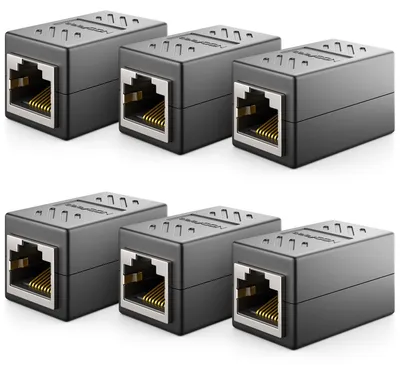 Produktbild von deleyCON RJ45 Kupplung 1000 Mbit Gigabit LAN Adapter, 6 Stück - Schwarz