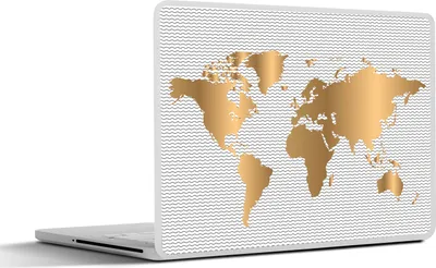 Produktbild von MuchoWow® Laptop Aufkleber Sticker Cover Weltkarte - Gold - Muster - Kinder - Jungen - Mädchen 36.5x27.5 cm - Laptop-Sticker