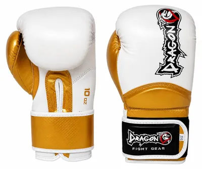 Produktbild von Dragon do 30025-P Carbon Boxhandschuhe für Damen & Herren – Profi Muay Thai, Kickboxen, MMA & Sparring Handschuhe – Hochwertiges Kunstleder, 8 oz 10 oz 12 oz (Weiß - Gold, 14 Oz)