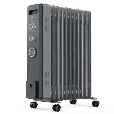 Produktbild von VonHaus Ölradiator 2500W, 11 Lamellen Elektroheizkörper, Grau, 3 Heizstufen, Verstellbarer Thermostat, Tragbar