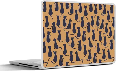 Produktbild von MuchoWow® Laptop Aufkleber Sticker Cover Muster - Katze - Silhouette - Jungen - Mädchen - Kinder - Kind 30x22 cm - Laptop-Sticker