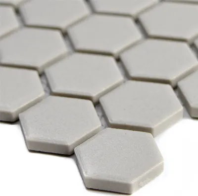 Produktbild von Keramik Mosaikfliesen Hexagon Zeinal Unglasiert Hellgrau R10B