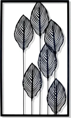 Produktbild von 2.06 Metall Wandbild mit BLÄTTER - ca. 60 x 35 cm - Deko Bild zum aufhängen in schwarz