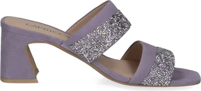 Produktbild von Caprice Damen elegante Pantolette Leder Blockabsatz Glitzer Karreé 9-27209-42, Größe:37 EU, Farbe:Lila