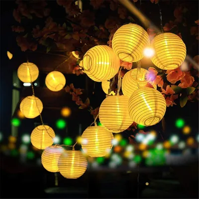 Image de Salcar 30 Lanterne LED Batterie 10m Chaîne lumineuse boule Lanterne 8 modes d'éclairage Lampes de jardin Extérieur Jardin Fête Déco