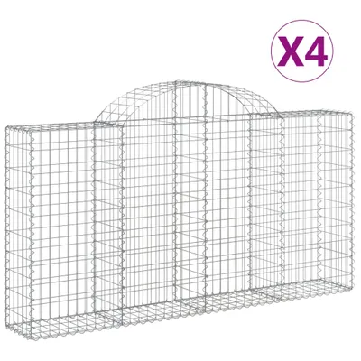 Productafbeelding van vidaXL Gabionen met boogvorm, 4 stuks, 200x30x100/120 cm, verzinkt staal