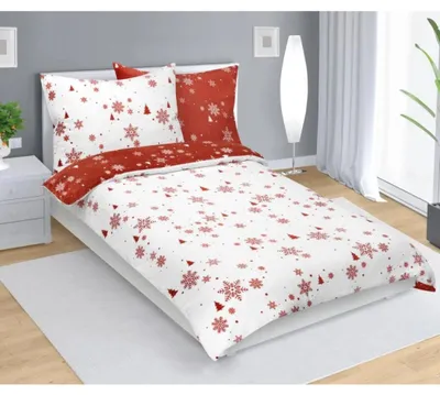 Zdjęcie produktu dla Pościel z mikrofraneli – terakota, biała – 140x200, 70x90