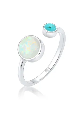 Produktbild von Elli Ring Geo Opal Howlith Boho Offen Verstellbar 925 Silber Resizable Silber