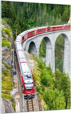 Produktbild von Bilder auf glas - Einteilig - Viadukt Landwasser Zug - 50x70cm - Glasbilder - Wandbilder - Bilder - zum Aufhängen bereit - Wanddekoration aus Glas - Glas Bilder - Wandbild auf Glas - GPA50x70-4605