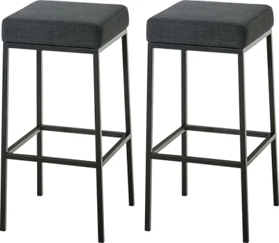 Produktbild von 2er Set Barhocker HLO-CP41 85 Stoff schwarz dunkelgrau