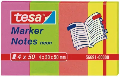 Zdjęcie produktu dla TESA 56691, Prostokąt, Wielobarwny, 20 mm, 50 mm, 50 ark.