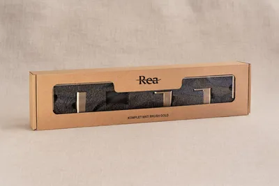 A product box with a window showing bathroom hooks inside.