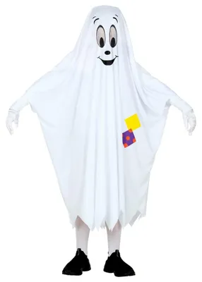 Kinderkostüm Gespenst Poncho, Halloween, Weiß, 128 cm