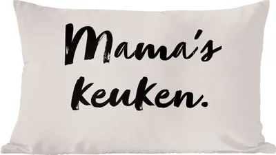 Produktbild von MuchoWow® Zierkissen Sofakissen Wohnzimmer Dekokissen 60x40 cm Zitat - Taupe - Mamas Küche - Kopfkissen - Polster mit Foto