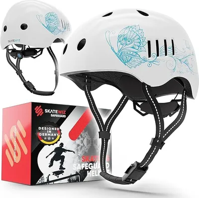 Zdjęcie produktu dla Kask rowerowy Skatewiz Safeguard S 50-54cm Biały motyle