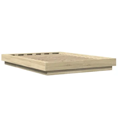 Produktbild von vidaXL Bettgestell mit LED Sonoma-Eiche 120x190 cm Holzwerkstoff