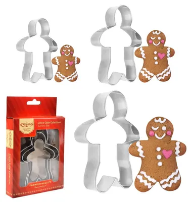 Obrázek produktu pro Formičky na vykrajování cukroví, motiv perníček, sada 3 kusů, nerezová ocel, vánoční motiv