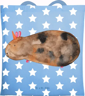 Produktbild von Mr. & Mrs. Panda Einkaufstasche Einhorn Meerschweinchen - Sky Blue - Geschenk, Meerhörnchen, Unicorn, Tote Bag, Meerschwein, Jutebeutel, Laptoptasche, Tasche, Einhörner