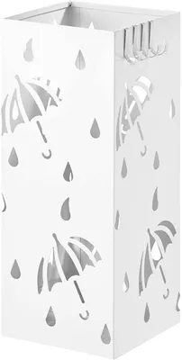 Immagine prodotto di Portaombrelli rettangolare con vaschetta di raccolta dell'acqua | Bianco | 20x20x49 cm