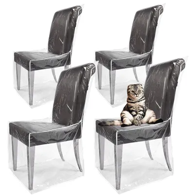 Image de Ensemble de 4 housses de chaise transparentes pour la protection
