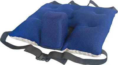 Produktbild von Anti-Rutsch Sitzkissen mit Sicherheitsgurten, 45×45 cm, ergonomisch für Rollstühle, entlastend & sturzpräventiv