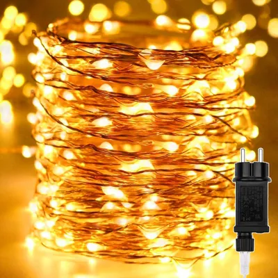LED-Lichterkette 100m 1000 LEDs, Kupferdraht, 8 Modi, warmweiß