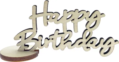 Produktbild von Oblique Unique Schriftzug Happy Birthday Aufsteller aus Holz Dekoration für Geburtstag Kindergeburtstag Deko Tischdeko - natur