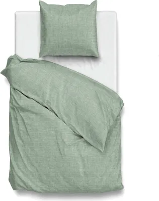 Produktbild von ZO!Home Lino Bettwäsche 155 Moss Green Bettwäsche 1 x Bettbezug 155x220 + 1 x Kopfkissenbezug 80x80 Moss-Green Uni grün