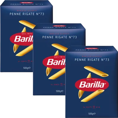 Produktbild von Barilla Nudeln Penne Rigate Nummer 73 Hartweizennudeln 3er Pack