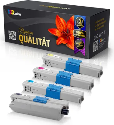 A box of toner cartridges with several cartridges in front of it.
