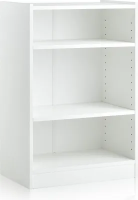 Image de Bibliothèque blanche à 3 niveaux avec tablettes réglables, 50 x 30 x 75 cm