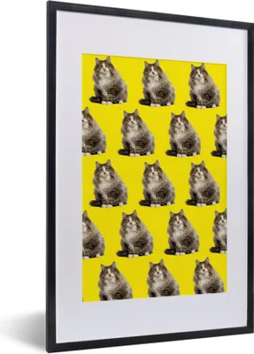 Produktbild von MuchoWow® MuchoWow® Gerahmtes Poster Haustiere - Gelb - Muster 40x60 cm - Poster mit zchwarzem Bilderrahmen - Poster in Rahmen