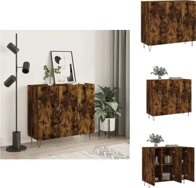 Produktbild von vidaXL Sideboard Räuchereiche 90x34x80 cm Holzwerkstoff -  Sideboards