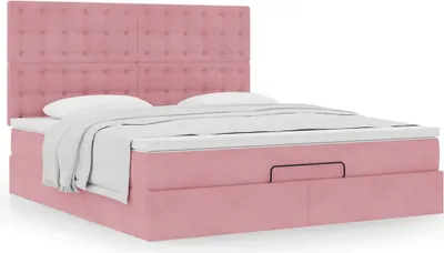 Produktbild von Eleganten-Stil Ottoman-Bett mit Matratzen Rosa 180x200 cm Samt - Klassische Betten CHY5088227