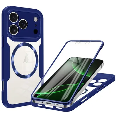 Obrázek produktu pro Pro Apple iPhone 17 Pro Max MagSafe Ring Full Body 360 stupňové akrylové TPU pouzdro modré