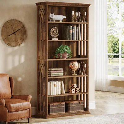 Productafbeelding van Boekenkast, 6 etages, 190 cm hoog, bruin, hout, vrijstaand, 80x30 cm