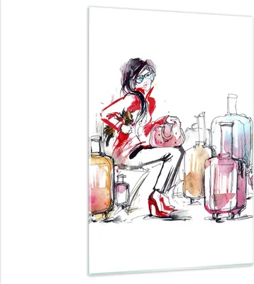 Produktbild von Bilder auf glas - Einteilig - Frau Taschen Reisen Tourismus - 80x120cm - Glasbilder - Wandbilder - Bilder - Wanddekoration aus Glas - Glas Bilder - Wandbild auf Glas - GPA80x120-3014