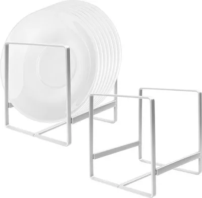 Produktbild von Famanu Halter für Teller, 2 Stück, Metall, U-förmig, weiß