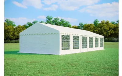 Obrázok produktu pre Párty stan 5x12 m STANDARD – PVC 500 g/m² s protipožiarnou úpravou, pozinkovaná oceľ Ø38 mm, až 120 osôb - Biela