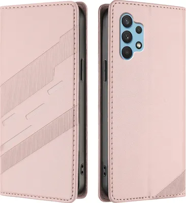 Produktbild von Hülle für Samsung Galaxy A32 4G, Kunstleder Brieftaschen Handyhülle mit Kartenfach und Standfunktion Pink