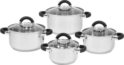 Produktbild von 8-teiliges Kochgeschirrset aus Edelstahl Topfset Induktion Kochtopfset Töpfe Set