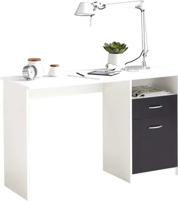 Produktbild von Schreibtisch JACKSON, Weiß/Schwarz Nachbildung, 123 x 76,5 x 50 cm, Spanplatten, Germany