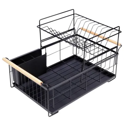 Image de Vilde | Egouttoir à vaisselle - Noir - 48 x 29 x 28,5 cm - Deux niveaux - Organisation de cuisine