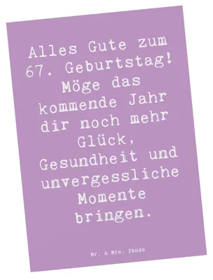 Produktbild von Mr. & Mrs. Panda bildkarte Spruch 67. Geburtstag - Lavendeltraum - Geschenk, Kunstkarten, Postkarte, Alles Gute zum, Grußkarte, Ansichtskarten, Happy Birthday, Liebe